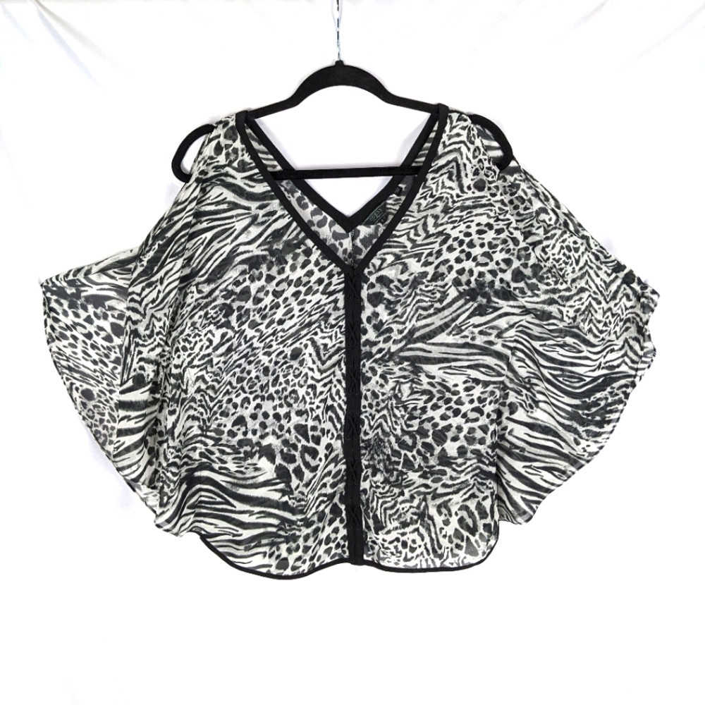 Guess Black & White Sheer Top sz XS